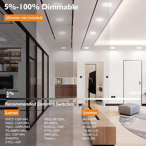 Beslowe 6 عبوات 6 بوصة 5CCT مصابيح سقف LED راحة فائقة مع مربع الوصلات ، 12W 150W EQV ، 3000K/3500K/4000K/5000K/6500K ، 1200LM DIMMABLE CANLAST in Kuwait