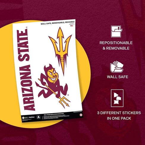 Desert Cactus Arizona State University WallStix ASU Sun Devils Removable Wall Sticker 11x17 Vinyl Decal Indoor Outdoor Use (Design A) in Saudi Arabia