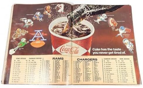 1968 San Diego Chargers vs Los Angeles Rams AFL Football Program 8/24/68 - NFL Programs in Saudi Arabia