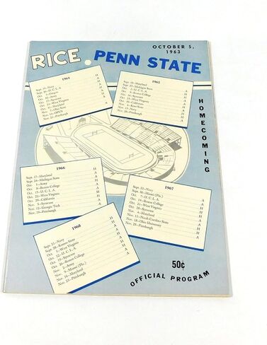 1963 Rice at Penn State College Football Program 10-5-63 - College Programs in Saudi Arabia