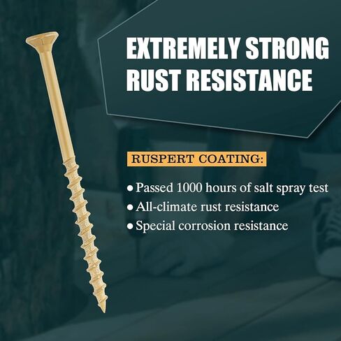 WELLOCKS Deck Screws #8×1-1/4" (200g), Tan 80 PCS, Rust-Resistant, Salt Spray Resistant, Epoxy Coated, T25 Torx Bit Included for Wood Fence, Decking & Outdoor Us in Saudi Arabia