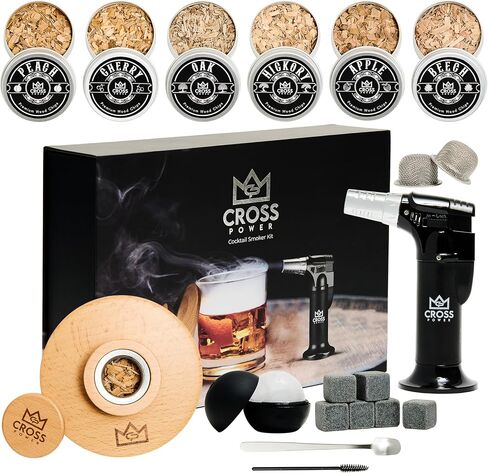 Whiskey Smoker Kit - Premium Cocktail Smoker Kit with Torch, 6 Flavors of Wood Chips, Whiskey Stones, Filters, Durable Old Fashion Smoker Kit, Ideal for Whiskey Lovers (No Butane) in Saudi Arabia
