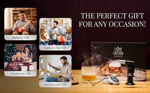 Whiskey Smoker Kit - Premium Cocktail Smoker Kit with Torch, 6 Flavors of Wood Chips, Whiskey Stones, Filters, Durable Old Fashion Smoker Kit, Ideal for Whiskey Lovers (No Butane) in Saudi Arabia