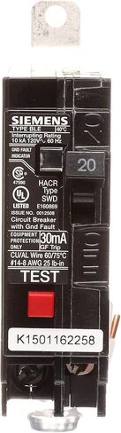 Siemens BE120 20-AMP قطب واحد 120-VOLT10KAIC مقاطع دائرة الصدع الأرضية in Saudi Arabia