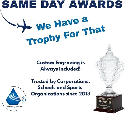 Rosewood Crystal Trophy Cup - جائزة كريستال محفورة أنيقة على قاعدة خشبية صلبة مع صفيحة نحاسية - هدية التعرف الفاخرة للبطولات الرياضية للرياضة والتقاعد in Kuwait