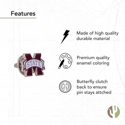 Desert Cactus Mississippi State University Lapel Pins Bulldogs MSU Logo Enamel Made of Metal (Pin B) in Saudi Arabia
