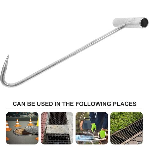 Manhole Cover Hook, 11.79in Stainless Steel T-Hook Roller Door Tension Hook, Tank Pole Manhole Cover Lifter Lifting Tool for Opening and Lifting in Saudi Arabia
