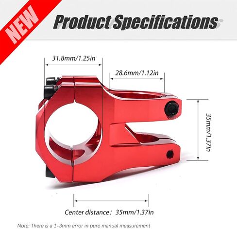 31.8 Short Stem 35mm Riser Handlebar for MTB Mountain Bike Road Bike Stem Bicycle Stem BMX Stem (Red) in Saudi Arabia