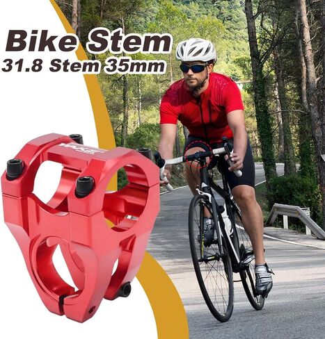 31.8 Short Stem 35mm Riser Handlebar for MTB Mountain Bike Road Bike Stem Bicycle Stem BMX Stem (Red) in Saudi Arabia