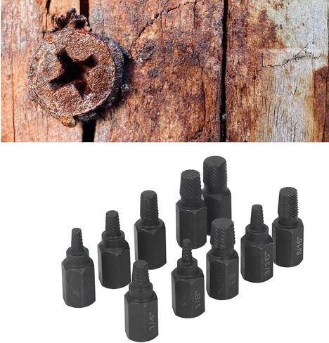 مجموعة مستخرج المسمار المكسور 10pcs مجموعة مستخرج المسمار المكسور 1/4 7/32 3/16 5/32 1/8 13/32 3/8 11/32 5/16 9/32in مزيل المسمار التالف in Kuwait