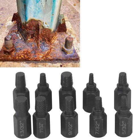 مجموعة مستخرج المسمار المكسور 10pcs مجموعة مستخرج المسمار المكسور 1/4 7/32 3/16 5/32 1/8 13/32 3/8 11/32 5/16 9/32in مزيل المسمار التالف in Kuwait