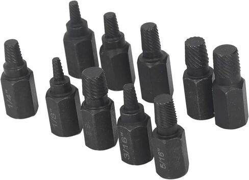 مجموعة مستخرج المسمار المكسور 10pcs مجموعة مستخرج المسمار المكسور 1/4 7/32 3/16 5/32 1/8 13/32 3/8 11/32 5/16 9/32in مزيل المسمار التالف in Kuwait