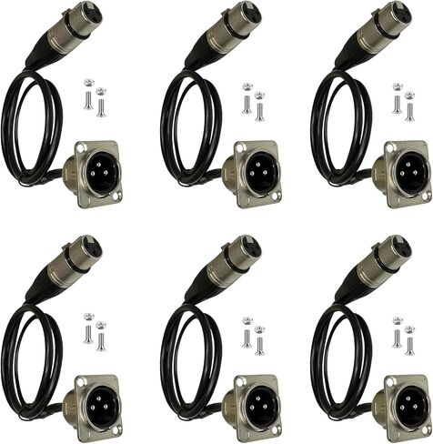 Premium XLR Pass Through Cable, No Solder, for Stage Box, Patch Panel, Floor Box - No Solder for Pro Audio Installations (Male to Female 6-Pack) in Saudi Arabia