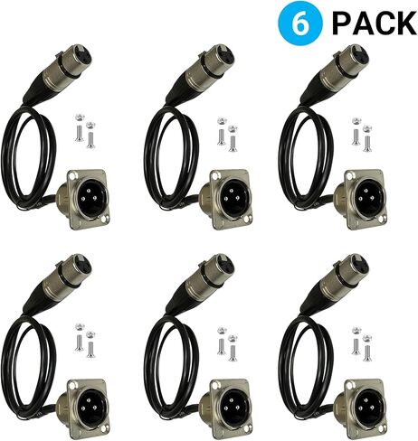 Premium XLR Pass Through Cable, No Solder, for Stage Box, Patch Panel, Floor Box - No Solder for Pro Audio Installations (Male to Female 6-Pack) in Saudi Arabia