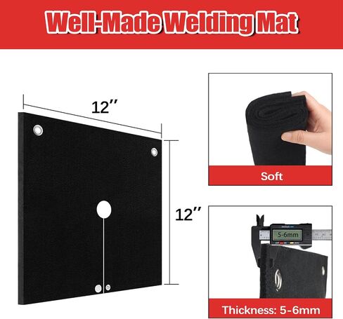 1/5 "(5 مم) لحام بطانية مقاومة للحريق ، 2 حزمة 12 '× × 12' 'وسادة لحام درع الحرارة ، نهيت درع الحرارة للشعلة ، بطانية ناضحة لحام الأنابيب ، حصيرة ناضحة مقاومة للهب للسباكة ، HVAC in Kuwait