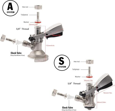 5/8inch Draft Beer Kegs Coupler Dispenser Stainless Steels Beer Kegs Coupler with Pressure Relief Valves for Home Restaurant in Saudi Arabia