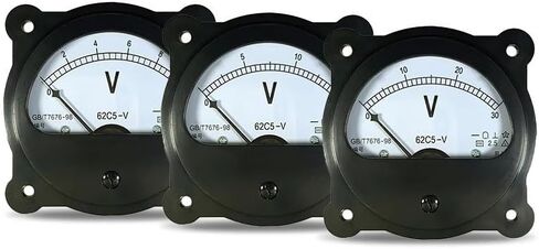 62C5 DC Voltmeter Circular Instrument 5V 10V 15V 20V 30V 50V 100V 150V 250V 300V 450V 500V 600V 1PCS (DC 20V) in Saudi Arabia