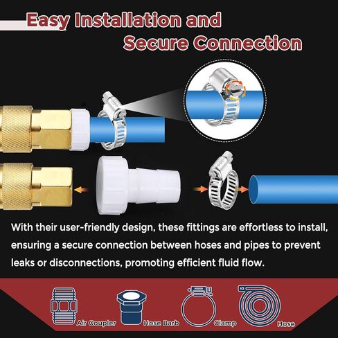 Pack of 4 Plastic Hose Barb Fittings 25/64" Hose Barb to 1/2" g Female Fittings in Kuwait
