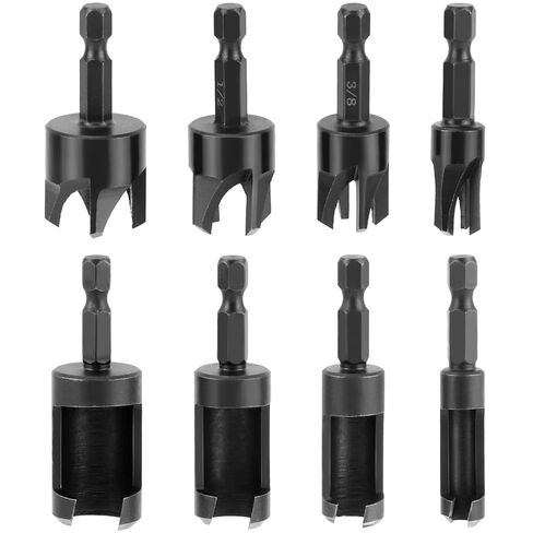 Qwork Wood Plug Cutter Bit Set ، 8pcs ، يتضمن 1/4 "، 5/16" ، 3/8 " in Saudi Arabia