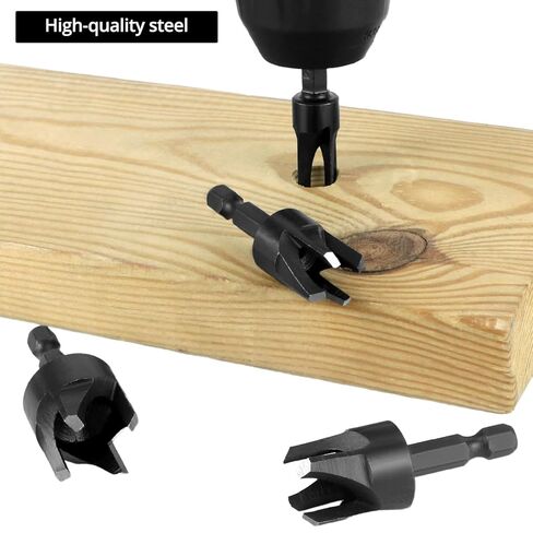 Qwork Wood Plug Cutter Bit Set ، 8pcs ، يتضمن 1/4 "، 5/16" ، 3/8 " in Saudi Arabia