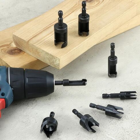 Qwork Wood Plug Cutter Bit Set ، 8pcs ، يتضمن 1/4 "، 5/16" ، 3/8 " in Saudi Arabia