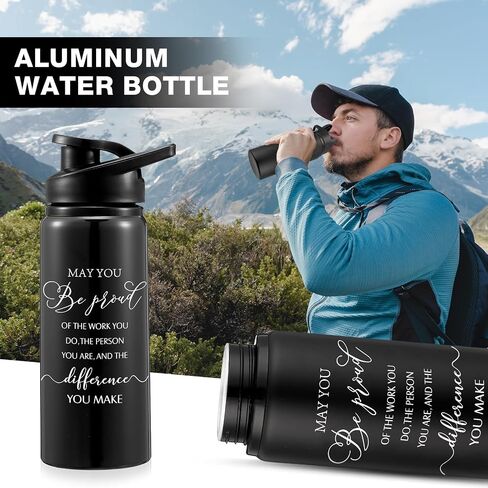 Bokon 24 Pack Thank You Inspirational Gifts Reusable Aluminum Water Bottle Bulk Lightweight Leakproof Metal Sports Water Bottle with Lid for Gym Camping Hiking Back to School Gift(Colorful,25 oz) in Saudi Arabia