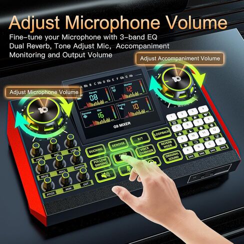 Podcast Microphone Bundle with Live Sound Card Audio Mixer, 3.5mm Condenser Microphone for PC/Phone Streaming and Singing, Podcast Equipment Bundle with Voice Changer Soundboard in Kuwait
