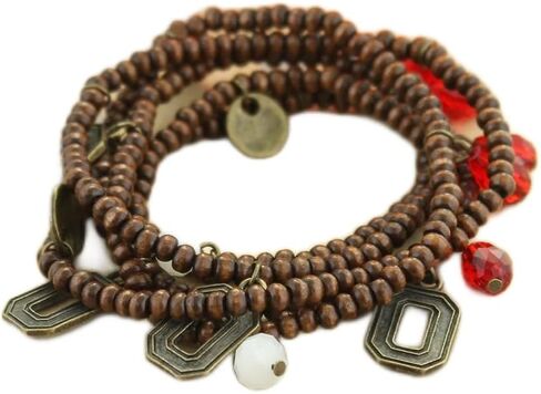 OSU Ohio State University BRACELET/NECKLACE Buckeye Vintage Jewelry Wood Bead Charms in Saudi Arabia