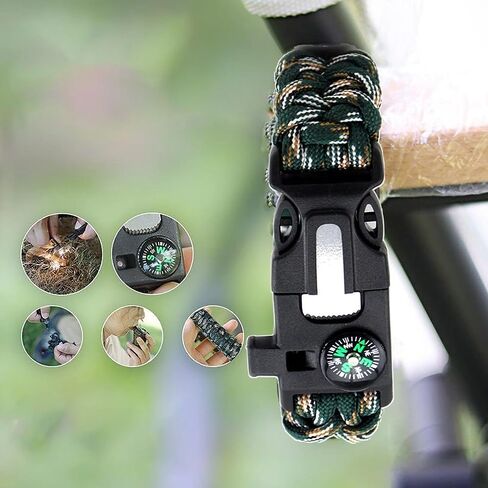 5-in-1 Braided Rope Outdoor Hiking Camping Emergency Lifesaving Bracelet - Blue in Saudi Arabia