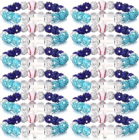 12 Pcs Baseball Ice Bracelet Beaded Charm Bracelets Cross Accessory Gifts for Baseball Team Party Favors in Saudi Arabia