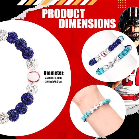 12 Pcs Baseball Ice Bracelet Beaded Charm Bracelets Cross Accessory Gifts for Baseball Team Party Favors in Saudi Arabia