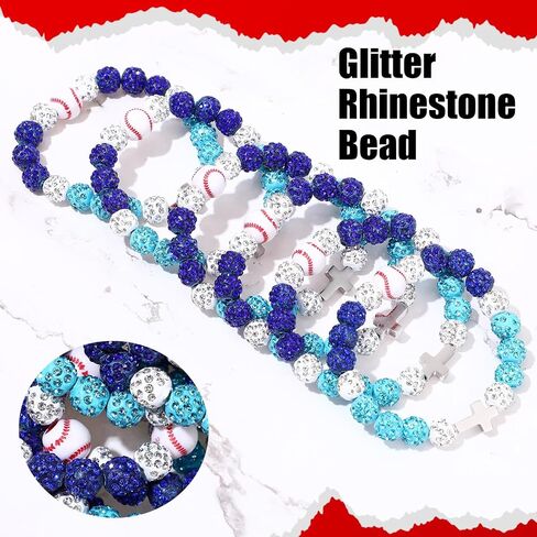12 Pcs Baseball Ice Bracelet Beaded Charm Bracelets Cross Accessory Gifts for Baseball Team Party Favors in Saudi Arabia
