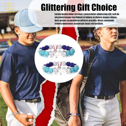 12 Pcs Baseball Ice Bracelet Beaded Charm Bracelets Cross Accessory Gifts for Baseball Team Party Favors in Saudi Arabia