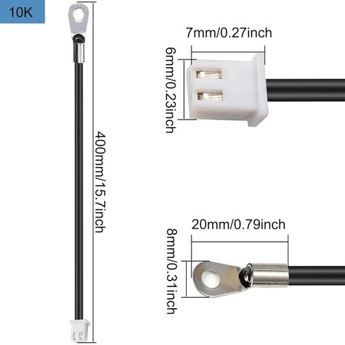10 Pcs NTC Thermistor Temperature Sensor Probe 15.7Inch XH2.54-2P Plug 3950 B Sensitive Temp Sensor with O Ring Cold Pressed Terminal Connector for Aquarium Water Heater Air Conditioner in Saudi Arabia