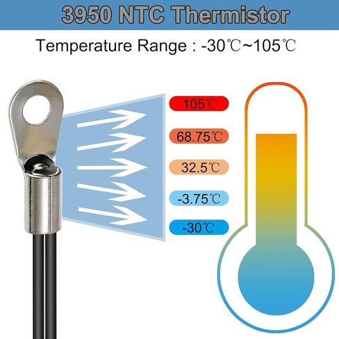 10 Pcs NTC Thermistor Temperature Sensor Probe 15.7Inch XH2.54-2P Plug 3950 B Sensitive Temp Sensor with O Ring Cold Pressed Terminal Connector for Aquarium Water Heater Air Conditioner in Saudi Arabia
