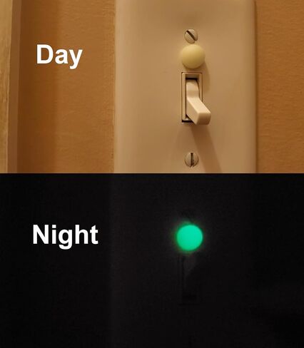 12 Mini NLM Glow Indicator Lights for Room Light Switch & Home Appliance Navigation & Decor at Night & in the Dark. 1m Fast Self-Charge & 8h Long Auto-Glow Green Light. (Off White Color & Green Glow) in Saudi Arabia