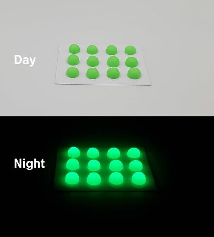 12 Mini NLM Glow Indicator Lights for Room Light Switch & Home Appliance Navigation & Decor at Night & in the Dark. 1m Fast Self-Charge & 8h Long Auto-Glow Green Light. (Off White Color & Green Glow) in Saudi Arabia