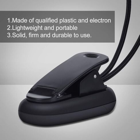 Music Stand Light, USB and AAA Battery Powered LED Reading Lamp with Adjustable Double Arm Clip-On Design Ideal for Musician Piano Player Reading in Bed Travel (8 Beads) in Saudi Arabia