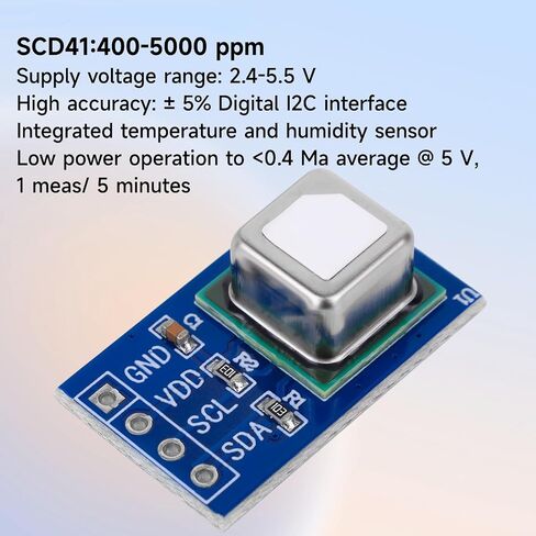 وحدة استشعار الغاز SCD41 2.4-5.5V ، 2 في 1 وحدة مستشعر الغاز تكتشف ثاني أكسيد الكربون CO2 ودرجة الحرارة والرطوبة I2C الاتصالات لمراقبة جودة الهواء in Saudi Arabia