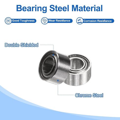 Uxcell 2pcs R155zz Bear Deep Groove Ball Bearings 5/32 "ID X 5/16" OD X 1/8 "ارتفاع محامل مصغرة مزدوجة المعادن المحمية الصلب Z1 المحمل للآلات الهندسية ، ABEC1 in Saudi Arabia