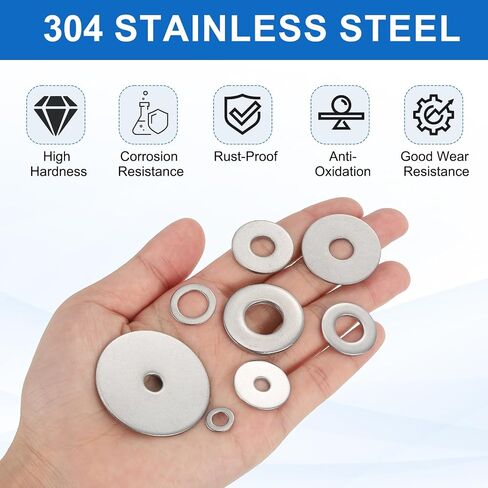 MECCANIXITY 20 Pcs M16 Stainless Steel Flat Washers Round Assortment Parts Spacers Assorted for Screws, Bolts, Plumbing, Automotive, Electrical 17mm ID 24mm OD 1.5mm Thick in Saudi Arabia