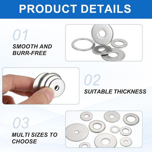 MECCANIXITY 20 Pcs M16 Stainless Steel Flat Washers Round Assortment Parts Spacers Assorted for Screws, Bolts, Plumbing, Automotive, Electrical 17mm ID 24mm OD 1.5mm Thick in Saudi Arabia
