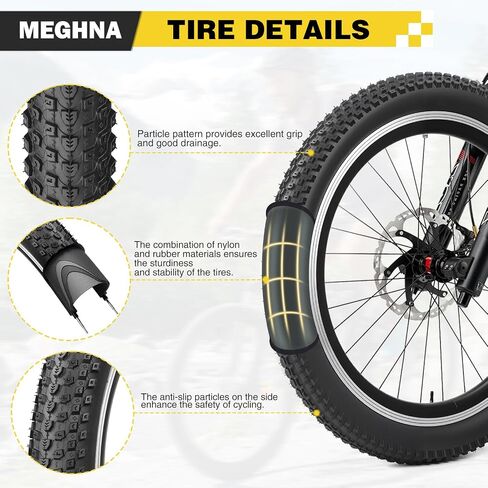 Meghna Mountain Bike Tyre 20/24/26/27.5/29 × 2.125 بوصة قابلة للطي مضاد للانزلاق مداس كل بديل للإطارات للتضاريس للأطفال دراجة طراد دراجة. in Saudi Arabia