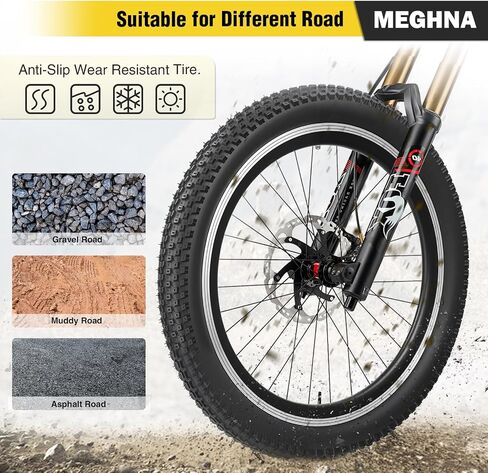 Meghna Mountain Bike Tyre 20/24/26/27.5/29 × 2.125 بوصة قابلة للطي مضاد للانزلاق مداس كل بديل للإطارات للتضاريس للأطفال دراجة طراد دراجة. in Saudi Arabia