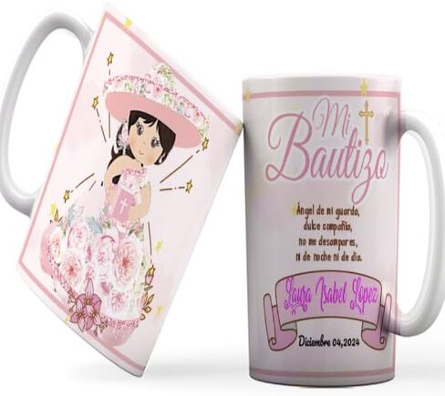Recuerdos De Bautizo para niña Set 12 Tazas Café 11Oz, Recuerdos De Bautizo para niña,Recuerdos para Bautizo de Niña, Recuerdos para Bautizo personalizados, Recuerdos para Bautizo elegantes in Saudi Arabia