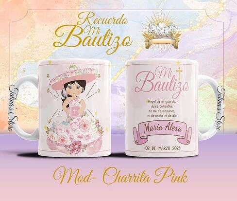 Recuerdos De Bautizo para niña Set 12 Tazas Café 11Oz, Recuerdos De Bautizo para niña,Recuerdos para Bautizo de Niña, Recuerdos para Bautizo personalizados, Recuerdos para Bautizo elegantes in Saudi Arabia