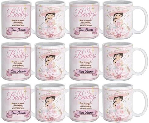 Recuerdos De Bautizo para niña Set 12 Tazas Café 11Oz, Recuerdos De Bautizo para niña,Recuerdos para Bautizo de Niña, Recuerdos para Bautizo personalizados, Recuerdos para Bautizo elegantes in Saudi Arabia