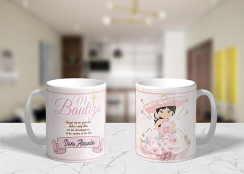Recuerdos De Bautizo para niña Set 12 Tazas Café 11Oz, Recuerdos De Bautizo para niña,Recuerdos para Bautizo de Niña, Recuerdos para Bautizo personalizados, Recuerdos para Bautizo elegantes in Saudi Arabia