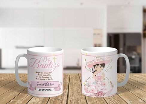 Recuerdos De Bautizo para niña Set 12 Tazas Café 11Oz, Recuerdos De Bautizo para niña,Recuerdos para Bautizo de Niña, Recuerdos para Bautizo personalizados, Recuerdos para Bautizo elegantes in Saudi Arabia