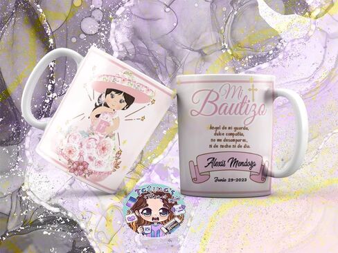Recuerdos De Bautizo para niña Set 12 Tazas Café 11Oz, Recuerdos De Bautizo para niña,Recuerdos para Bautizo de Niña, Recuerdos para Bautizo personalizados, Recuerdos para Bautizo elegantes in Saudi Arabia
